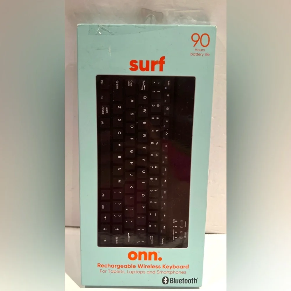 Onn Rechargeable Bluetooth Wireless Keyboard for Tablets Laptops and Smartphones